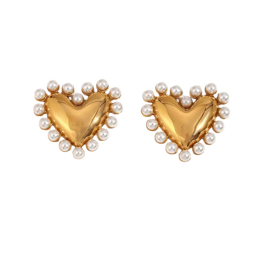 Pearl Heart Shaped Earrings